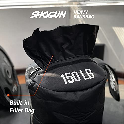 Shogun Sandbags for Working Out – Heavy Duty Workout Sandbag for Weight Training, Cross Training, Strongman, Fitness & Military Use – Adjustable Exercise Sand Bags for Full Body Training - color: Black, size: 50 LB