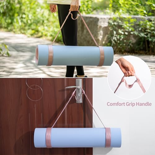 Trilancer Adjustable Yoga Mat Strap With Hook and Loop Closure, Yoga Mat Holder Carrier,and Organizing-Mat Not Included - color: Pink