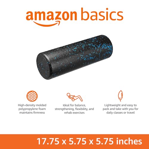 Amazon Basics High Density Foam Roller for Exercise and Recovery, 18 Inches, Blue Speckled - size: 18-Inch