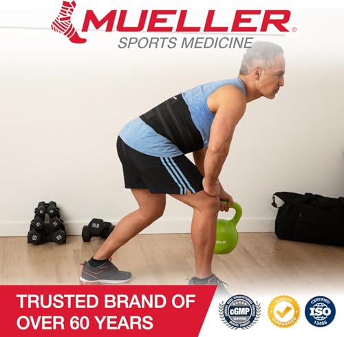 MUELLER Sports Medicine Adjustable Back Brace, Ideal for Upper and Lower Back Pain, Relief & Support for Men and Women, Strains, Sciatica, Scoliosis, Black - style: OSFM