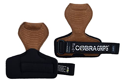 Cobra Grips Weight Lifting Gloves with Adjustable Neoprene Padded Wrist Wraps - Heavy Duty Alternative to Power Lifting Hooks for Deadlifts - color: FIT Brown Sway Leather, size: 4.25 - 7.0"