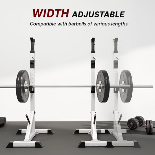 Soozier Pair of Adjustable Squat Rack Standard 53.5"-69.25" Barbell Rack Stand 440lbs Capacity, 2" Steel Heavy Duty Bench Press Rack, Support 3 Sets Barbells Storage