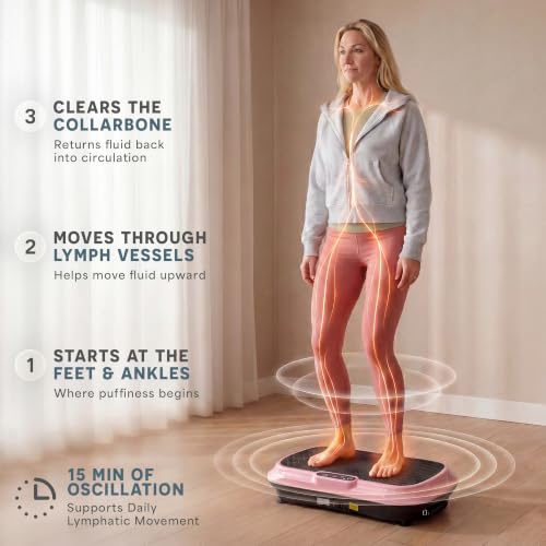 Lifepro Waver Vibration Plate Exercise Machine – High-Intensity Vibration Plate for Lymphatic Drainage – Full-Body Workout Vibrating Platform with Loop Bands – Fitness Equipment for Strength & Toning - color: Pink
