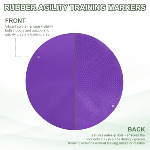 Spot Markers, Poly Spot Marker for Agility Training Floor Dots Non Slip Flat Field Cones - color: Purple, size: 15 cm/5.9inch