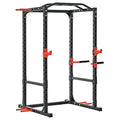 Soozier Adjustable Power Tower Pull Up Tower Dip Station Black | Pull Up Bar, Squat Rack, Power Cage, Home Workout Equipment, Upper Body Strength Training Equipment