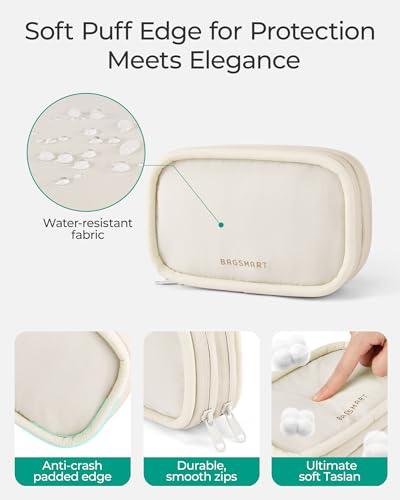BAGSMART Electronics Organizer Travel Case, Cord Organizer for Women, Travel Cable Bag (Beige) - color: A-Double Layer Beige