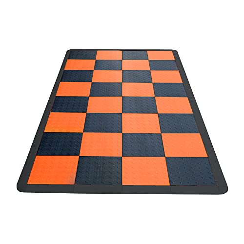 Speedway Garage Floor Mat Kit for Motorcycle, Small, Checkered - Black/Orange - color: Checkered - Black/Orange, size: Garage Kit - Motorcycle