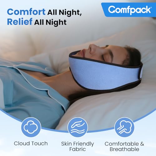 Comfpack Face Ice Pack Wrap for TMJ Relief with 4 Reusable Hot Cold Gel Packs, Wisdom Teeth Ice Pack Head Wrap for Tonsillectomy, Tooth Extraction & Teeth Removed, Oral Surgery, Cosmetic Injection - color: Blue