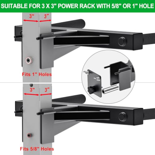 Dip Attachment for Power Cage with 5/8" or 1" Hole, Y-Shaped Dip Bar | Squat Rack Accessories with Non-Slip Foam Grips, Full Welded Steel, Power Rack Attachment for Home Gym Strength Training - color: E: Dip Bar Attachment(3x3 Rack, 5/8 & 1" hole)