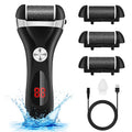 Electric Foot Callus Remover Kit, Elmchee Rechargeable Pedicure Tools Foot Care Feet File with 3 Roller Heads,2 Speed,Battery Display for Remove Cracked Heels Calluses and Dead Skin(Black) - style: Black