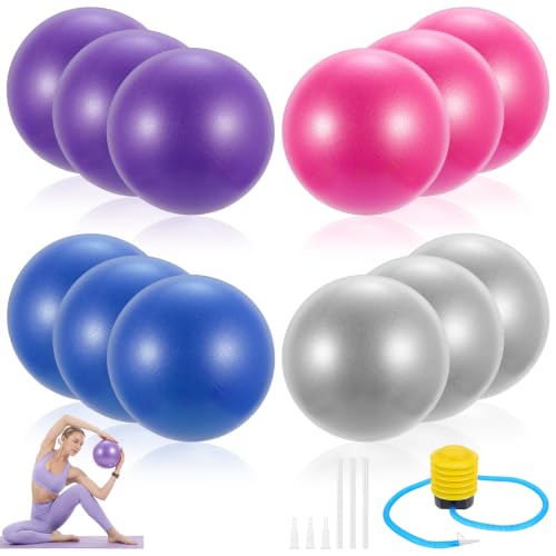 12Pcs Small Exercise Balls, 9.84 Inch Mini Yoga Ball for Pilates, Yoga Therapy Core Ball, Stability & Balance Training, Anti-Burst Fitness Balls for Home Gym, Physical Therapy, Core Strength
