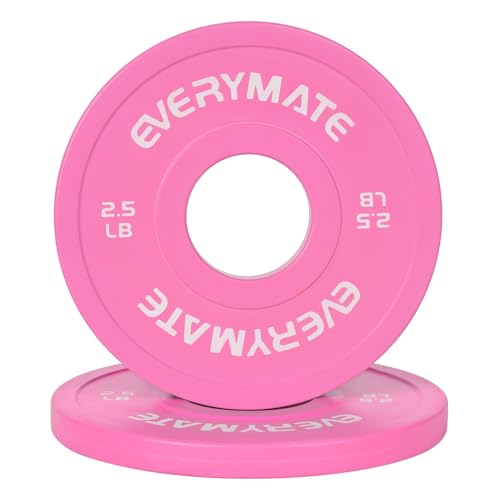 EVERYMATE Change Weight Plates 1.25LB 2.5LB 5LB Set Fractional Olympic Bumper Plates for Cross Training Steel Insert Strength Training - color: 2.5LBx2, size: Pink