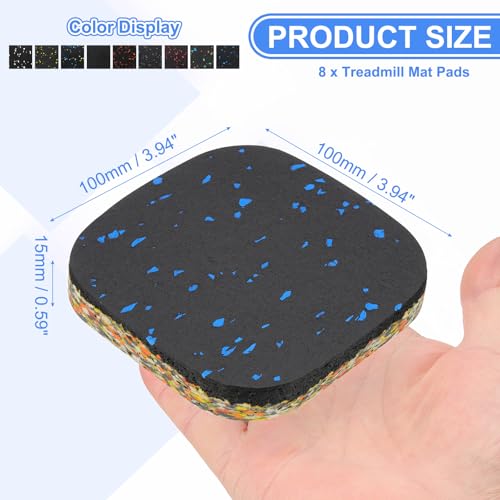 PATIKIL 8 Pcs Treadmill Mat Pads, 4x4x0.6 High Density Foam Anti Vibration Pad Sound Proof Floor Mat Exercise Equipment Mat for Carpet Protect Noise Reduction Home Gym, Blue - color: Blue, size: 4x4x0.6"