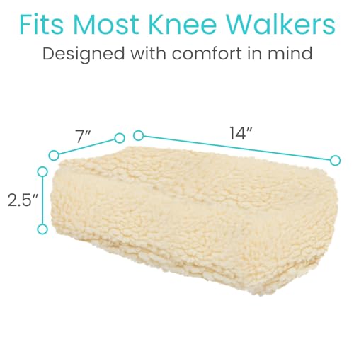 Vive Mobility Knee Walker Pad Cover - Plush Synthetic Faux Sheepskin Scooter Cushion - Accessory for Knee Roller - Leg Cart Improves Comfort During Injury (Off-White) - color: Off-white