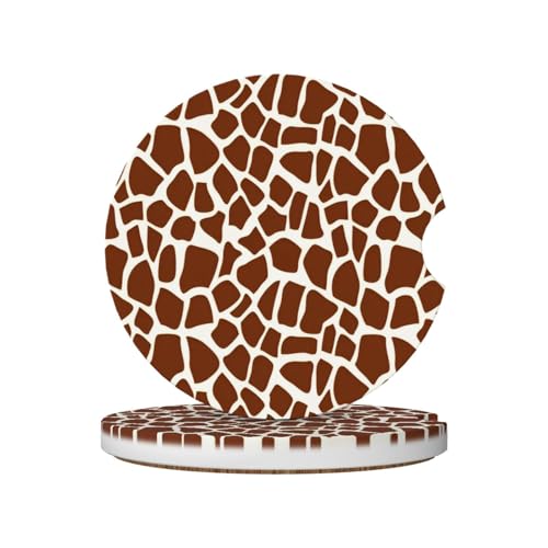 Giraffe Skin Car Coasters for Cup Holders, 2 Pack Absorbent Ceramic Drink Cup Coaster for Women Men, Auto Interior Accessories - color: T13