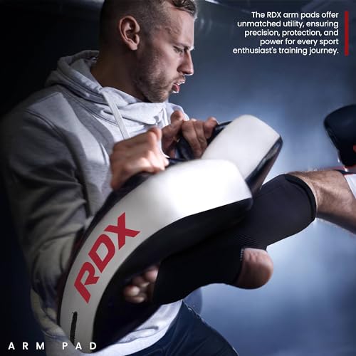 RDX Muay Thai Pad for Training, Curved Kickboxing Kicking Strike Shield, Coaching Kick Boxing, MMA, Martial Arts, Karate, Taekwondo, Punching, Foot, Knee and Elbow Target - color: Full Black