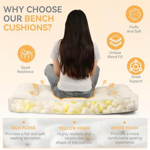 ROFIELTY Bench Cushion 42 Inch, Non-Slip Tufted Bench Cushion for Indoor Furniture for Bay Window, Entryway Bench, Piano Seat (Chenille-Beige, 42x16x4) - color: Chenille-beige, size: 42x16x4