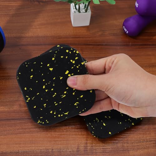 Uonlytech 6 Pcs Shock-Absorbing Rubber Exercise Equipment Mats, 10cm X 10cm X 10mm Thick Treadmill Vibration Isolation Pads Noise Reduction for Home Gym Fitness Flooring
