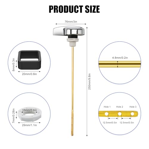 Toilet Handle Replacement Parts Kit, Side Mount Toilet Flush Handle for TOTO THU004-CP Trip Lvr for TOTO ST701, CST854, CST884 (Zinc Alloy & Copper Lever) - color: Bright Silver (Straight shape)