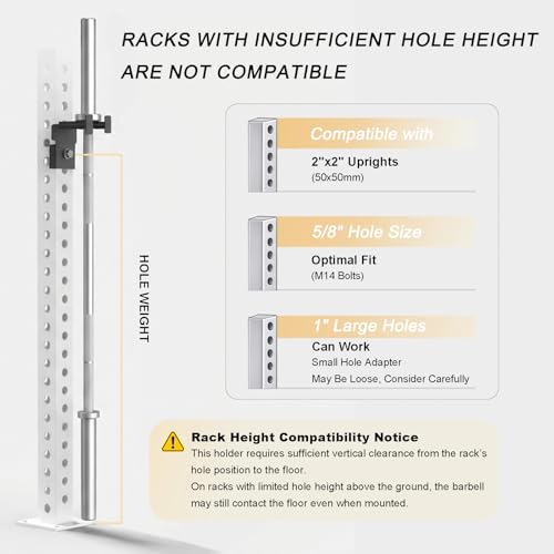 Rack-Mounted Olympic Barbell Holder for 2x2 & 2x3 Power Racks, No Drilling Required – Heavy-Duty Steel Storage with Protective Padding, Space-Saving Gym Equipment - color: fit 2x2"power racks