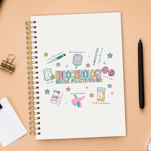 Endocrinology Nurse Practitioner Spiral Notebook 5.5x8.3 in, Nurse Practitioner Gifts for Women, Colorful Medical Hardcover Notebook Journal Gifts for Women Work - color: Colorful Medical