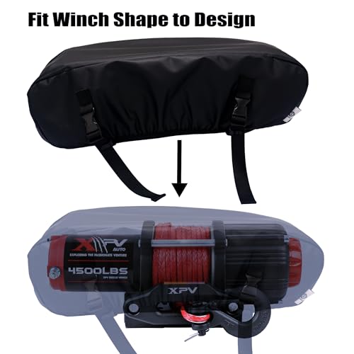Small Winch Cover, Weather Resistant Dustproof Cover Ideal for Electric Winches 2500 to 5500 lbs, Heavy Duty Waterproof UV-resistant Winch Protective Cover, Indoor/Outdoor Use