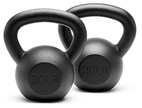 Powder Coated Solid Cast Iron Kettlebell Weights Set 5lb to 45lb Various Combination - color: O-Black(30+30)lb
