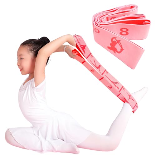 8 Loops Stretching Strap for Kids, Extended Dance Stretch Band Elastic for Ballet & Gymnastics, Children's Resistance Bands for Flexibility Training, Dance Equipment for Girls - color: Pink