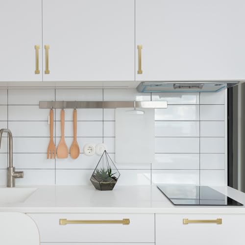 COTYKILEY 10 Pack 7.5 Inch(192mm) Brushed Brass Cabinet Handles Gold Kitchen Cabinet Pulls Cabinet Door Handles Kitchen Cabinet Hardware Cupboard Drawer Pulls Dresser Handles - color: Brushed Brass, size: 7.5" Hole Center（192MM）