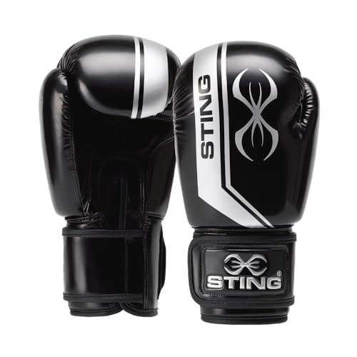 STING Armalite Boxing Gloves, Durable Boxing Equipment for Boxing Training, Balanced Weight Distribution | SLV3 Outer Skin, SAS Layering, Hi Flow Core Padding, Comfortline 3D Liner - color: Black/Silver, size: 16 Oz