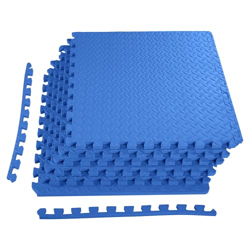 Elevon Puzzle Exercise Gym Flooring Mat, EVA Interlocking Foam Tiles Workout Mat for Home Gym, Fitness Equipment, MMA, Gymnastics, Shock-Absorbing Exercise Mat, Multi-Color - color: Blue, style: 3/4"Th, 6 Tiles (24 Sq Ft)