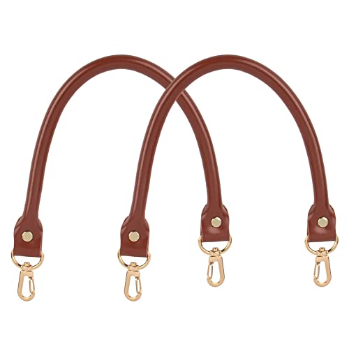 AUEAR, 15.7 Inches Replacement Handles Purses Straps Brown Handbag Strap Replacement for Small Handmade Straw Bag (Style A, 2 Pack) with Gold Metal Lobster Buckles - color: Brown