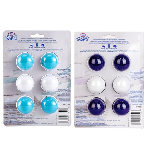 Clorox Fraganzia Deodorizing Balls Bundle - Battery-Free Odor Eliminators for Shoes, Gym Bags, Closets, Lockers, Hampers & Drawers, Fresh Ocean Breeze and Lavender with Eucalyptus, 6 Count Each