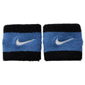 NIKE Premier Swoosh Singlewide Wristbands -Soft, Moisture-Wicking (1 Pair, 2.5" Wide) - color: Black/Star Blue