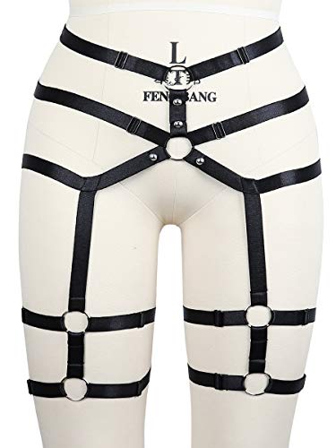 Garter Leg Belt Harness Leg Rave Thigh Garter Harness Strappy Garter Belt for Women Black