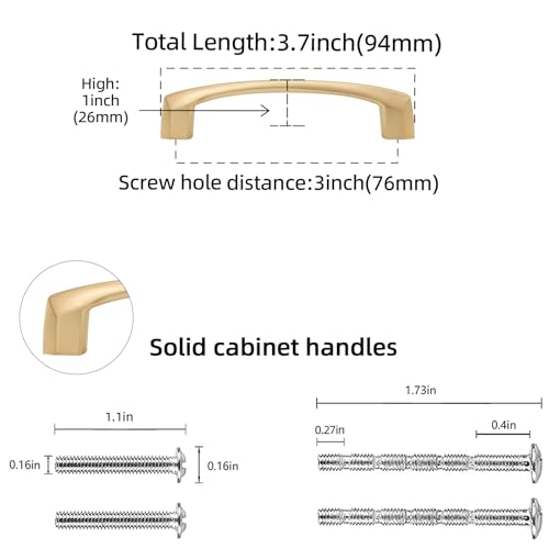 10 Pack 3 inch Champagne Bronze Kitchen Cabinet Handles Cabinet Pulls Gold Drawer Pulls Kitchen Cabinet Hardware Handles Dresser Handles - color: Champagne Bronze, size: 3" Hole Center（76mm）