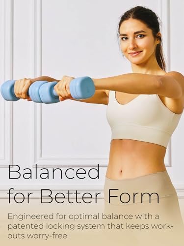 Adjustable Dumbbell Set｜2LB 3LB 4LB 5LB Light Hand Weights for Women｜One-Twist Weight Adjustment｜Non-Slip Curved Grip Handle｜Free Weights for Home Gym, Rehab, Pilates, Yoga, Strength Training - color: Ocean Blue