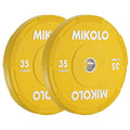 Mikolo Olympic Bumper Plates Set, 100% High-Density Low-Bounce Rubber Weight Plates with Steel Inserts, IWF Color-Coded Quiet Barbell Plates for Deadlifts, Squats & Home Gym Strength Training (Weights: 45 * 2-230LB) - style: 35LB PAIR