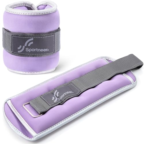 Sportneer Ankle Weights Wrist Weights Pair of 1/2/4/6/10 LBS for Men Women Kids Strength Training Wrist and Ankle Weights Set with Reflective Strips for Dancing Running Walking Fitness Workout Gym - color: Lavender, size: 1 lbs x 2