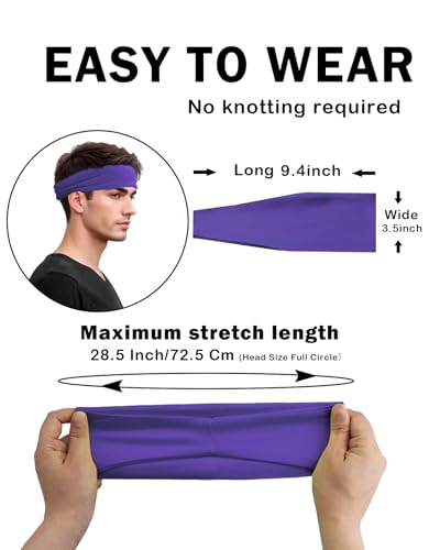 Headbands for Men & Women, Sweat Headband Non-Slip Sweatband Sports Running Cycling Yoga Basketball Workout Football Training - color: Purple Pack