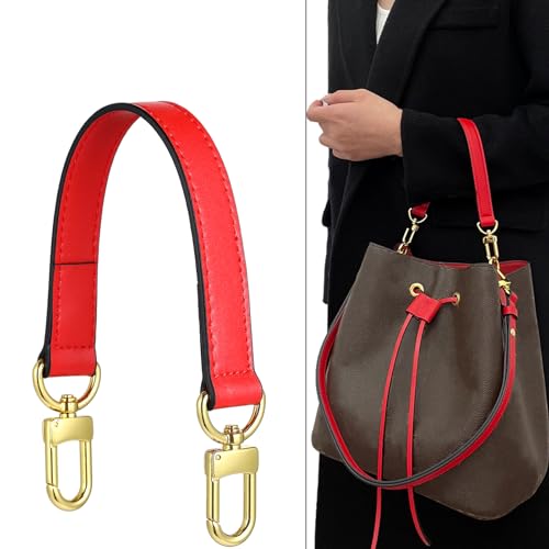 Genuine leather purse Handle compatible with Neonoe for Metis Noe BB NM Beaubourg Hobo - color: Red-purse Handles
