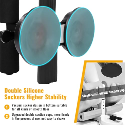 Double Suction Cup Trainer, Sit Up Bar with Three-level Height Adjustment | Abdominal Training Aid with Massage Roller and Drawstring, Ideal for Home Workouts such as Push Ups, Yoga, and Sit Ups