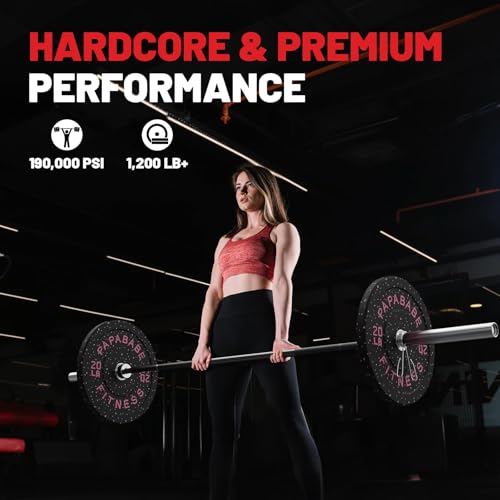 PAPABABE Olympic Barbell, 4ft/5ft/6ft/6.5ft Straight Barbell Womens Olympic Barbell for Strength Training and Technique Adjusting, 2 inch Olympic Bar with Moderate Knurling For Bench Press, Squats Curls Deadlifts Weightlifting - color: 6.5ft Pro 35lb Barb