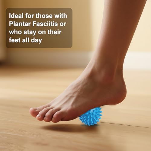 Spiky Massage Balls- 2PCS (Firm and Soft) Muscle Massager Ball for Feet, Back, Neck, Muscles, Hands Massager Roller for Plantar Fasciitis, Physical Therapy, Foot Arch Trainer, Exercise - color: Softgreen+hardblue