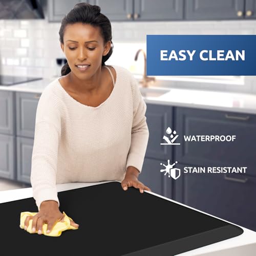KitchenClouds Kitchen Mat Cushioned Anti Fatigue Rug 30"x108" Water Resistant, Non Slip, Standing and Comfort Desk/Floor Mats for House Sink Office (Black,0.8inch) - color: Black, size: 108"L x 30"W x 0.8"Th