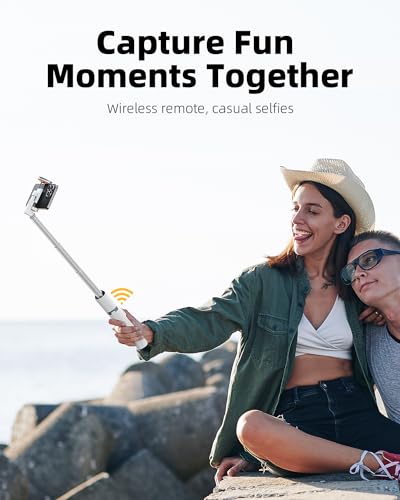 TODI 63" Phone Tripod, Extendable Selfie Stick with Wireless Remote and Phone Holder, Portable All-in-1 Cell Phone Tripod Stand for Video Recording, Compatible with iPhone/Android (White) - color: White, size: 63-inch