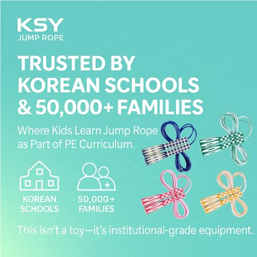 KSY Kids Jump Rope (Crystal Series) – Durable PVC Jump Rope for Kids Ages 6-12 – Lightweight, Adjustable, and Tangle-Free – Made in Korea - color: Red