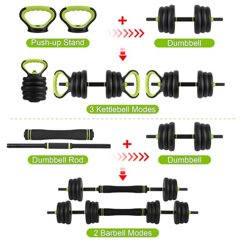 Adjustable Dumbbell Set, Adjustable Weights 30/44 /66/88 LBS Free Weight Set for Home Gym - size: 44 LB-Round