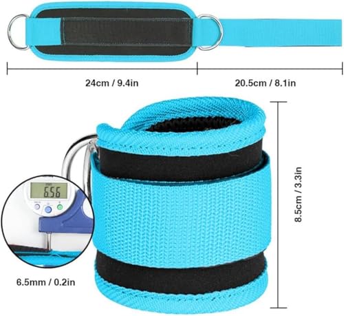 Ankle Strap Ankle Resistance Band Wrist Cuff Padded Strap Adjustable Fitness Glute Kickback D-Ring for Cable Machine Gym Foot Leg Training Brace Support 1 Pack - color: azure
