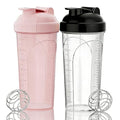 2 Pack 28oz Protein Shaker Bottles, Leakproof BPA Free Gym Mix Cups - color: whiteblack+pink
